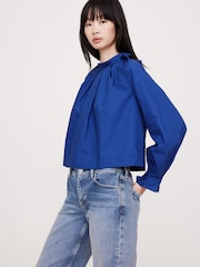 Banana Republic Blue Poplin Tie-Back Top - Image 1 of 1