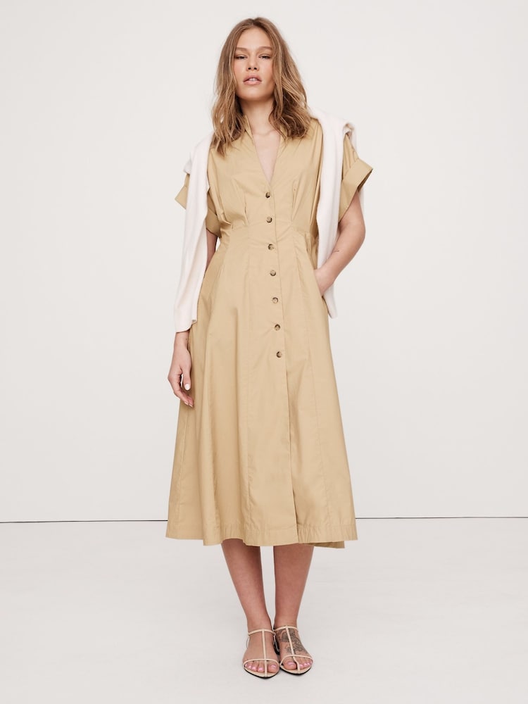 Banana Republic Beige Poplin Shirt Dress - Image 1 of 4