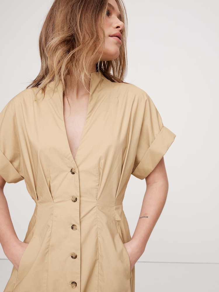 Banana Republic Beige Poplin Shirt Dress - Image 3 of 4
