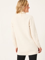 FatFace Blair Chalk White Funnel Neck Long Line Knitted Jumper - Image 2 of 6