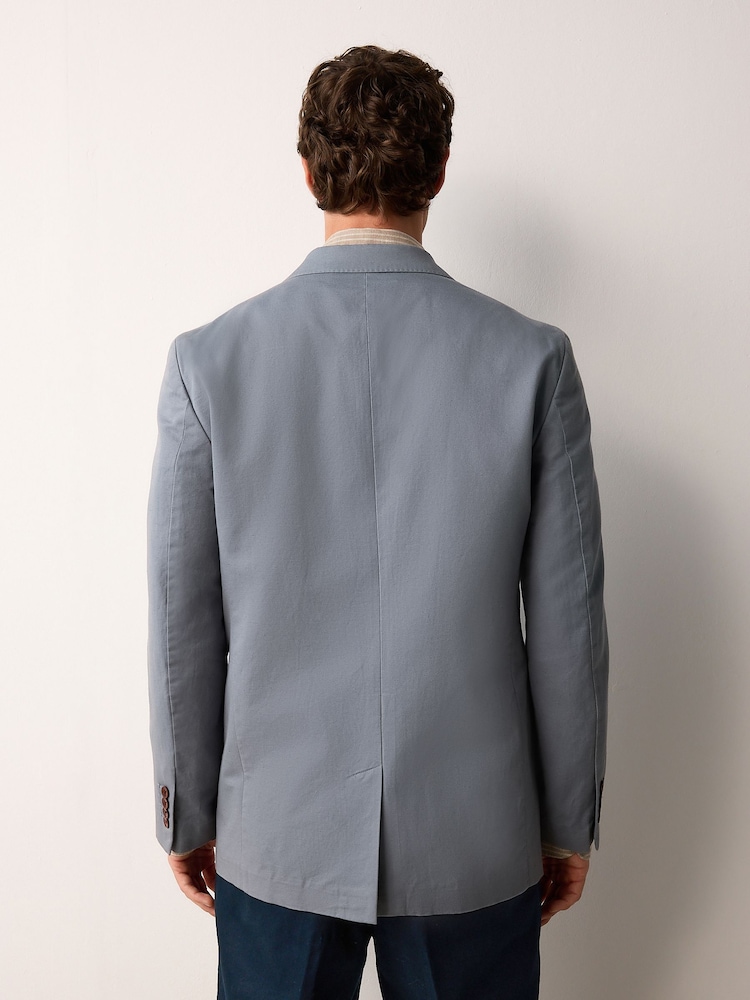Steel Blue Regular Fit Cotton Blend Blazer With Linen and Lyocell - Image 2 of 5
