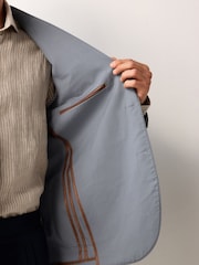 Steel Blue Regular Fit Cotton Blend Blazer With Linen and Lyocell - Image 5 of 5