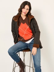 FatFace Ali Brown Argyle Knitted Jumper - Image 3 of 5