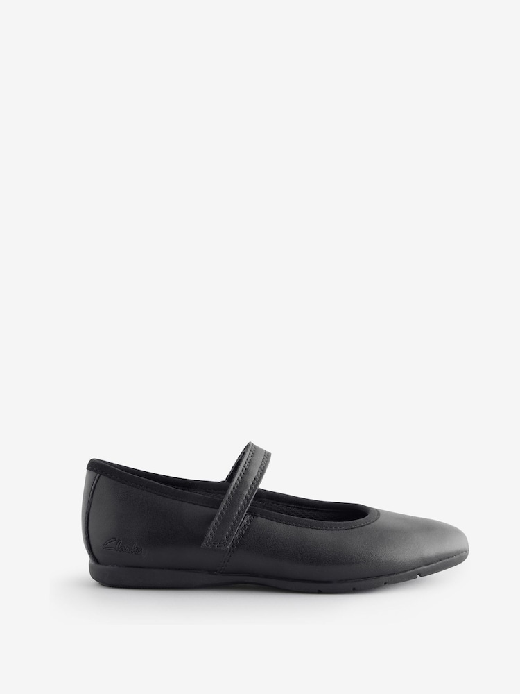 Clarks Black Leather Wide Fit (G) Dance Wish Mary-Jane Shoes - Image 1 of 6