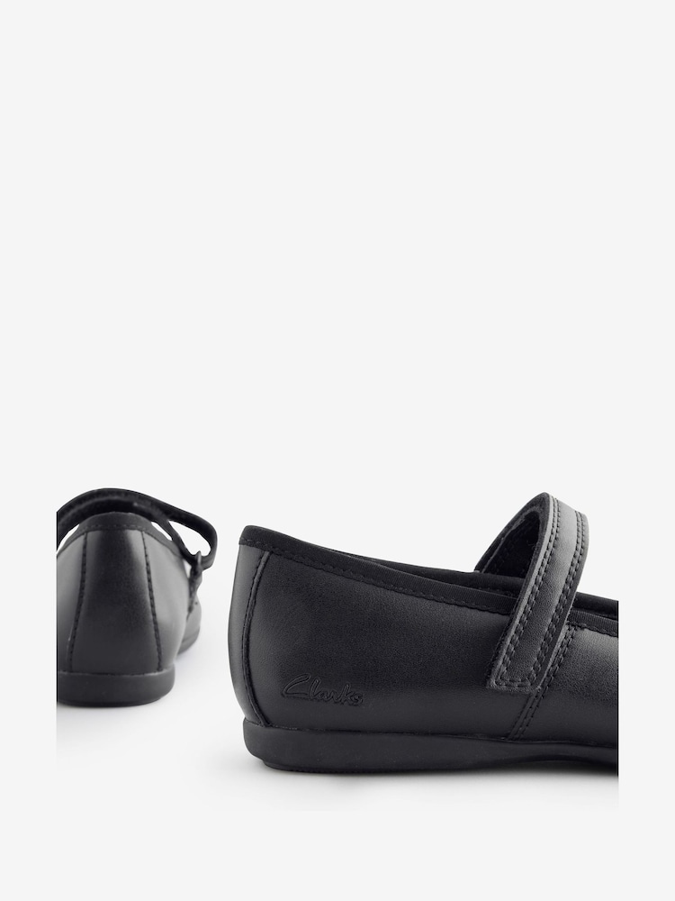 Clarks Black Leather Wide Fit (G) Dance Wish Mary-Jane Shoes - Image 6 of 6