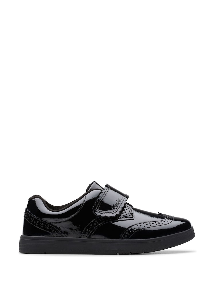 Clarks Black Standard Fit (F) Younger Girls Disco Skip Trainers - Image 1 of 6 Clarks Black Standard Fit (F) Younger Girls Disco Skip Trainers - Image 1 of 6