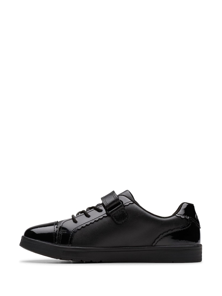 Clarks Black Younger Girls Patent Leather Disco Charm Trainers - Image 2 of 6 Clarks Black Younger Girls Patent Leather Disco Charm Trainers - Image 2 of 6