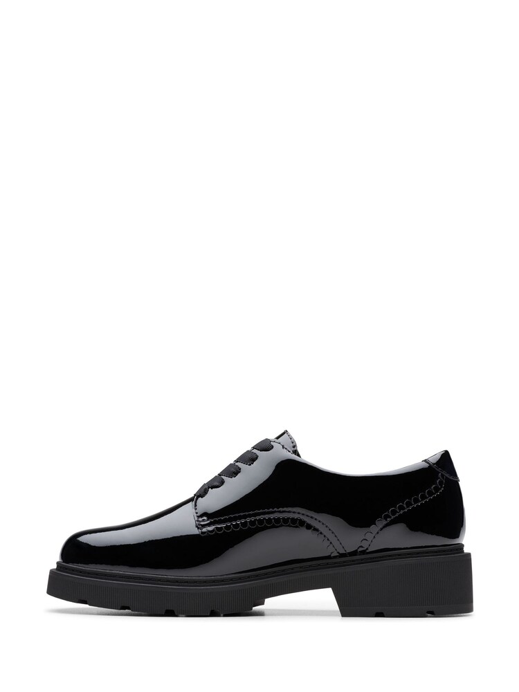 Clarks Black Patent Wide Fit (G) Older Girls Eris Pure Brogues - Image 2 of 6