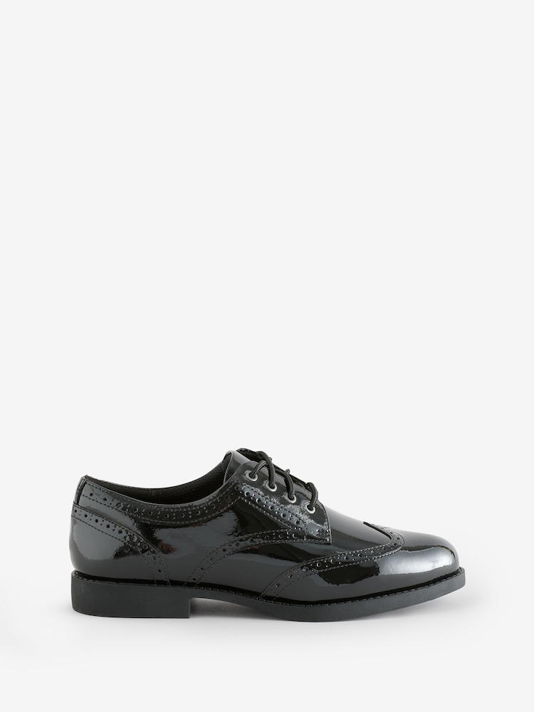 Clarks Black Patent Standard Fit (F) Older Girls Tapa Pure Leather Brogues - Image 1 of 1