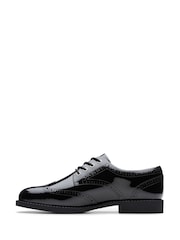 Clarks Black Patent Standard Fit (F) Older Girls Tapa Pure Leather Brogues - Image 2 of 6