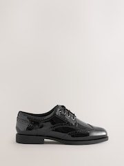 Clarks Black Patent Wide Fit (G) Older Girls Tapa Pure Leather Brogues - Image 1 of 1
