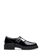 Clarks Black Patent Standard Fit (F) Older Girls Eris Hope Bow Leather Loafers - Image 1 of 6