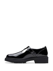 Clarks Black Patent Standard Fit (F) Older Girls Eris Hope Bow Leather Loafers - Image 2 of 6