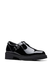 Clarks Black Patent Standard Fit (F) Older Girls Eris Hope Bow Leather Loafers - Image 3 of 6