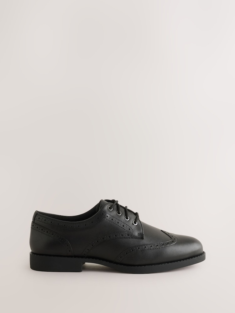 Schwarzes Leder - Clarks Older Girls Tapa Pure Leather Brogues - Bild 1 von 1