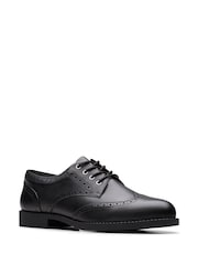 Schwarzes Leder - Clarks Older Girls Tapa Pure Leather Brogues - Bild 3 von 6