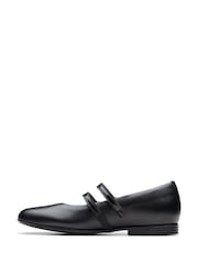 Clarks Black Leather Standard Fit (F) Finja Bar Mary Jane Shoes - Image 2 of 6