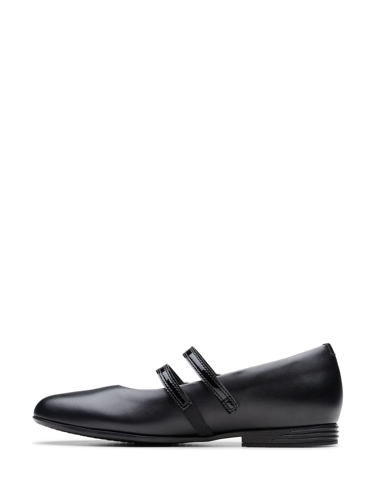 Clarks Black Leather Standard Fit (F) Finja Bar Mary Jane Shoes - Image 2 of 6
