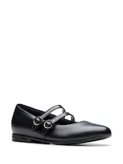 Clarks Black Leather Standard Fit (F) Finja Bar Mary Jane Shoes - Image 3 of 6