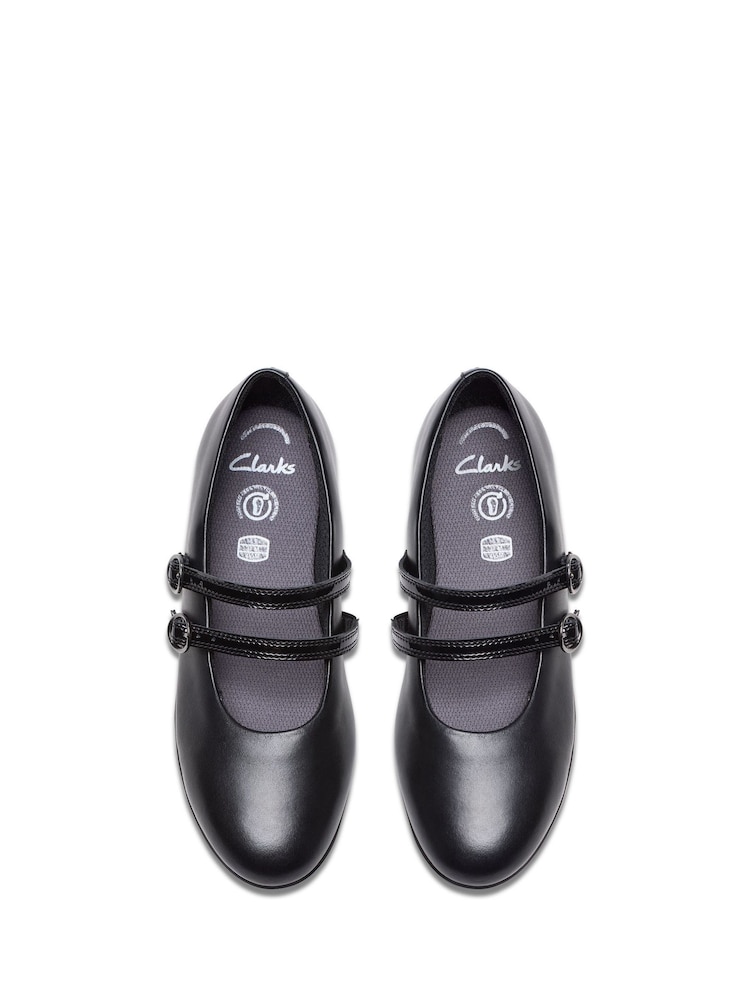 Clarks Chaussures Cuir Noir Page Bar - Élégantes Et Confortables Pour Homme