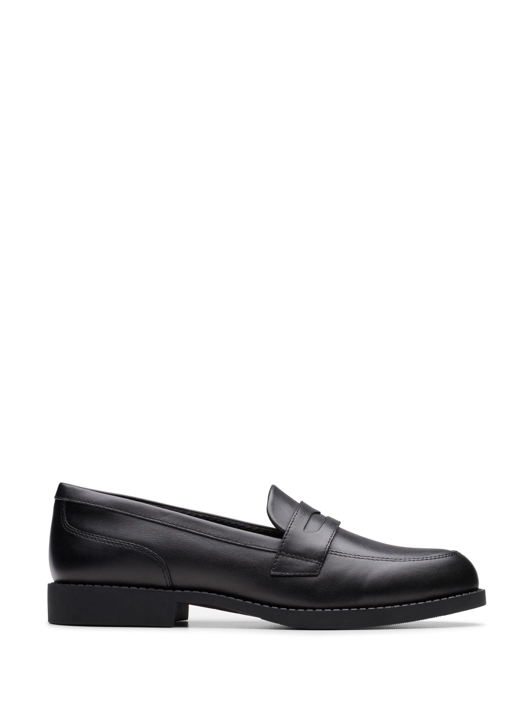 Clarks Girls Kids' Tapa Edge Youth Leather Loafers - Black - 7 (40) - Image 3