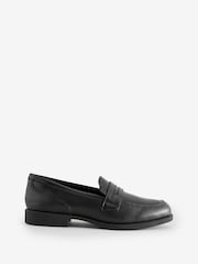 Clarks Black Leather Standard Fit (F) Older Girls Tappa Edge Loafers - Image 1 of 1