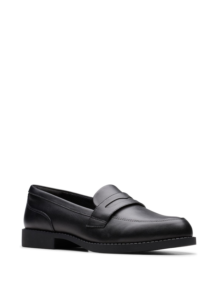 Buy Clarks Black Leather Standard Fit (F) Older Girls Tappa Edge