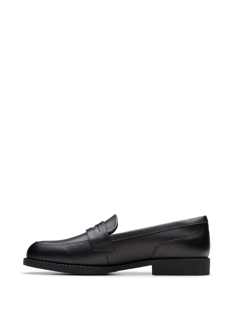 Schwarzes Leder - Clarks Older Girls Tappa Edge Loafers - Bild 2 von 6