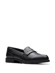 Schwarzes Leder - Clarks Older Girls Tappa Edge Loafers - Bild 3 von 6