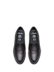 Schwarzes Leder - Clarks Older Girls Tappa Edge Loafers - Bild 4 von 6