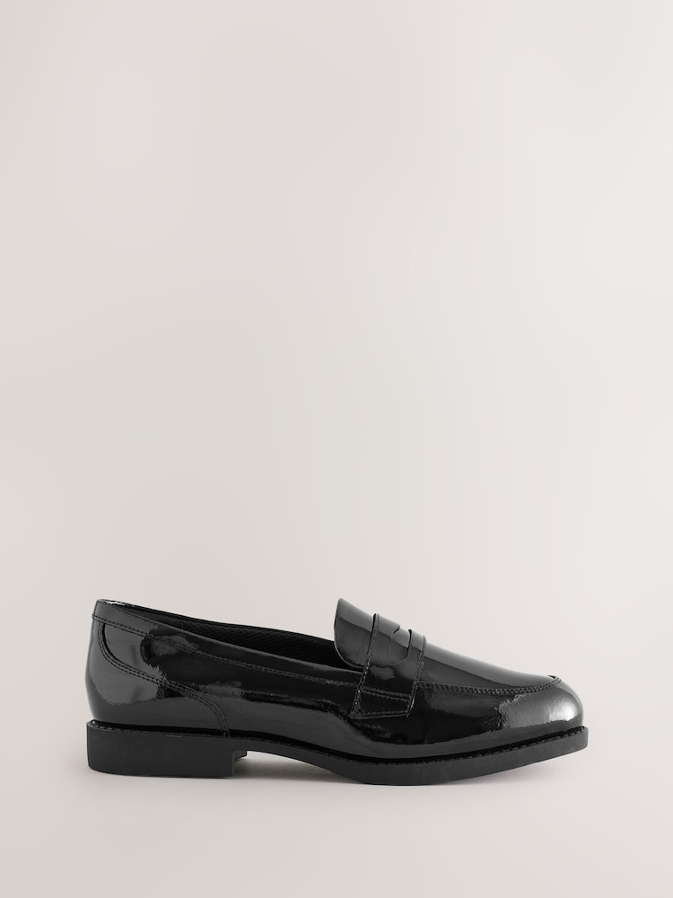 Clarks Black Patent Standard Fit (F) Older Girls Tappa Edge Loafers - Image 1 of 1