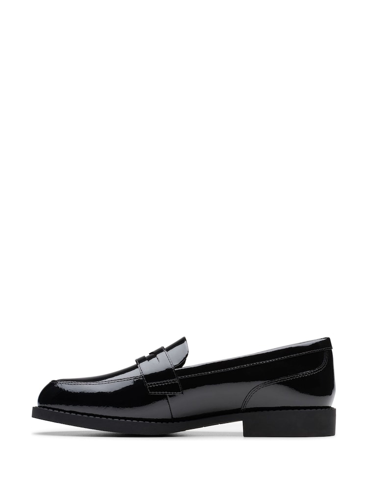 Charol negro - Clarks Older Girls Tappa Edge Loafers - Imagen 2 de 6