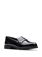 Charol negro - Clarks Older Girls Tappa Edge Loafers - Imagen 3 de 6