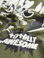 Khaki Green Graffiti Back Relaxed Fit Short Sleeve Graphic Print T-Shirt (3-16yrs) - Image 3 of 4