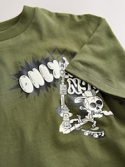 Khaki Green Graffiti Back Relaxed Fit Short Sleeve Graphic Print T-Shirt (3-16yrs) - Image 4 of 4