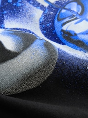 Black/Blue Fresh Vibes Relaxed Fit Short Sleeve Graphic Print T-Shirt (3-16yrs) - Image 3 of 4