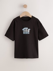 Black Japanese Back Print Relaxed Fit Short Sleeve Graphic Print T-Shirt (3-16yrs) - Image 1 of 4
