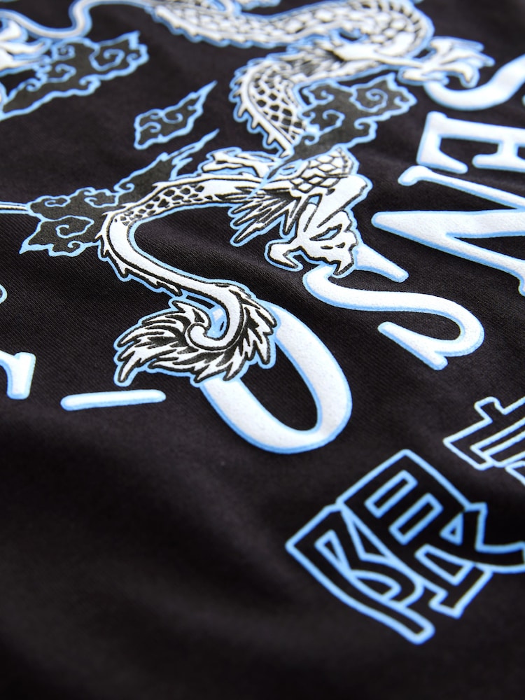 Black Japanese Back Print Relaxed Fit Short Sleeve Graphic Print T-Shirt (3-16yrs) - Image 4 of 4 Black Japanese Back Print Relaxed Fit Short Sleeve Graphic Print T-Shirt (3-16yrs) - Image 4 of 4