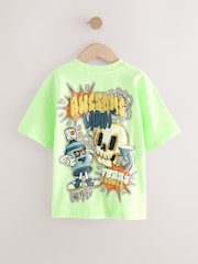 Lime Green Graffiti Relaxed Fit Short Sleeve Graphic Print T-Shirt (3-16yrs) - Image 2 of 4