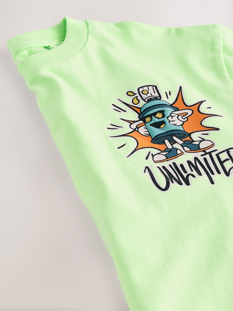 Lime Green Graffiti Relaxed Fit Short Sleeve Graphic Print T-Shirt (3-16yrs) - Image 4 of 4 Lime Green Graffiti Relaxed Fit Short Sleeve Graphic Print T-Shirt (3-16yrs) - Image 4 of 4