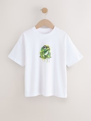 White Graffiti Frog Relaxed Fit Short Sleeve Graphic Print T-Shirt (3-16yrs) - Image 1 of 4
