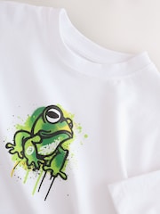 White Graffiti Frog Relaxed Fit Short Sleeve Graphic Print T-Shirt (3-16yrs) - Image 3 of 4