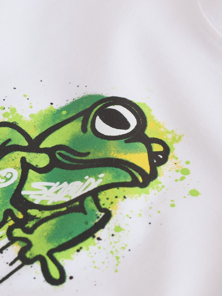 White Graffiti Frog Relaxed Fit Short Sleeve Graphic Print T-Shirt (3-16yrs) - Image 4 of 4