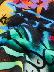 Black/Multi Graffiti Relaxed Fit Short Sleeve Graphic Print T-Shirt (3-16yrs) - Image 3 of 4