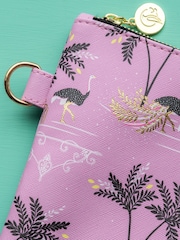 Sara Miller Pink Savannah Large Cosmetic Ostrich Design Pouch Bag - Image 2 of 5