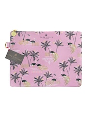Sara Miller Pink Savannah Large Cosmetic Ostrich Design Pouch Bag - Image 3 of 5