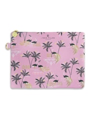 Sara Miller Pink Savannah Large Cosmetic Ostrich Design Pouch Bag - Image 4 of 5