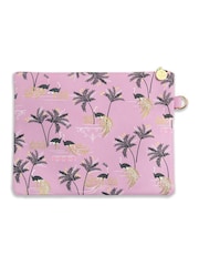 Sara Miller Pink Savannah Large Cosmetic Ostrich Design Pouch Bag - Image 5 of 5