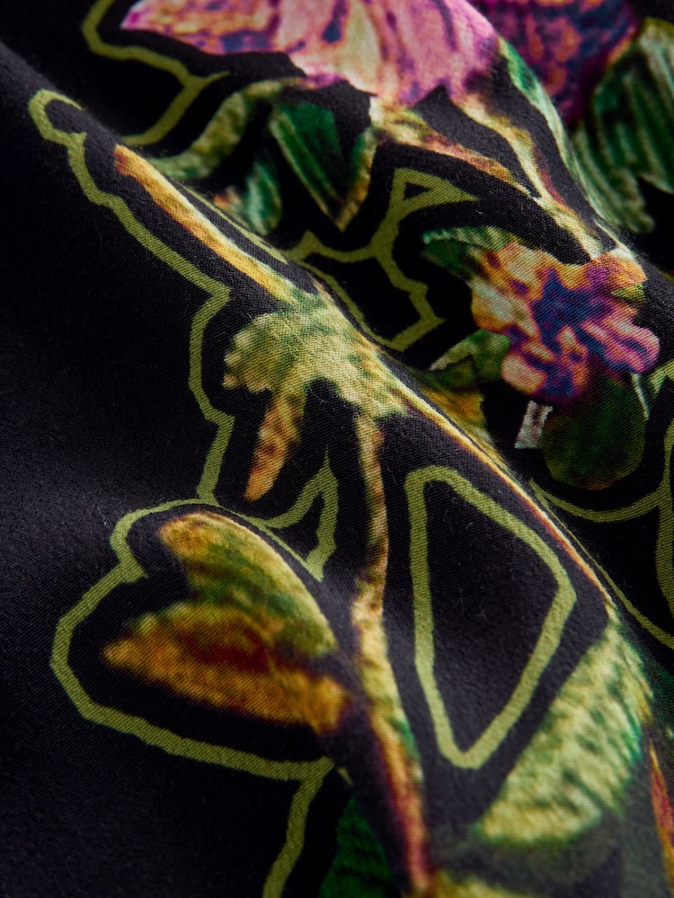 Black Floral Twist Front Maxi Shirt Dress - Image 3 of 3 Black Floral Twist Front Maxi Shirt Dress - Image 3 of 3