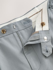 Blue Smart Cotton Blend Side Adjuster Trousers with Linen and Lyocell - Image 10 of 12